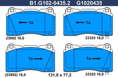 B1G10204352 GALFER Комплект тормозных колодок, дисковый тормоз