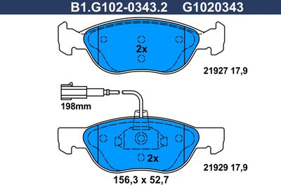 B1G10203432 GALFER Комплект тормозных колодок, дисковый тормоз