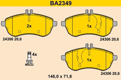BA2349 BARUM Комплект тормозных колодок, дисковый тормоз