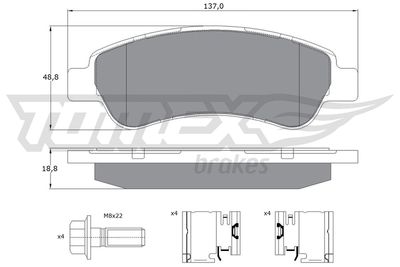 TX1441 TOMEX Brakes Комплект тормозных колодок, дисковый тормоз
