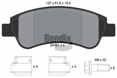 BPD1041 BENDIX Braking Комплект тормозных колодок, дисковый тормоз