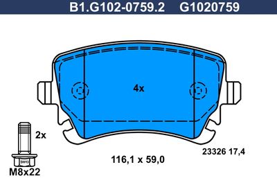 B1G10207592 GALFER Комплект тормозных колодок, дисковый тормоз