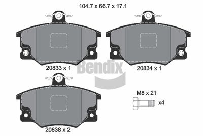 BPD1391 BENDIX Braking Комплект тормозных колодок, дисковый тормоз