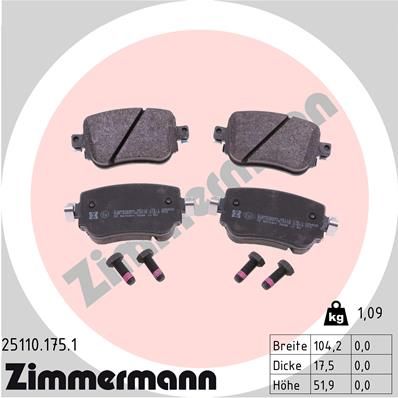 251101751 ZIMMERMANN Комплект тормозных колодок, дисковый тормоз