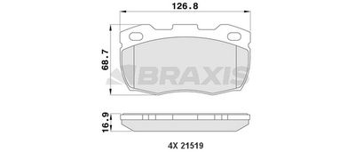 AA0165 BRAXIS Комплект тормозных колодок, дисковый тормоз