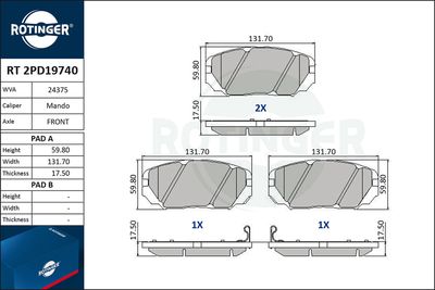 RT2PD19740 ROTINGER Комплект тормозных колодок, дисковый тормоз