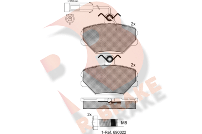 RB0729700 R BRAKE Комплект тормозных колодок, дисковый тормоз