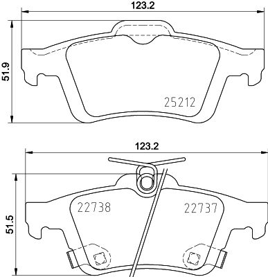 8DB355037661 HELLA Комплект тормозных колодок, дисковый тормоз