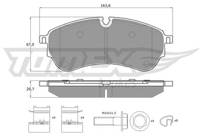TX1858 TOMEX Brakes Комплект тормозных колодок, дисковый тормоз