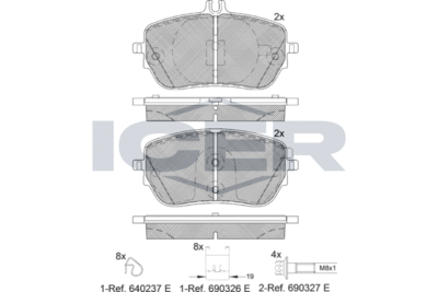 182337 ICER Комплект тормозных колодок, дисковый тормоз