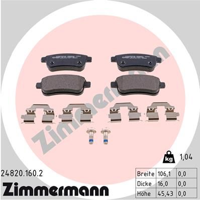 248201602 ZIMMERMANN Комплект тормозных колодок, дисковый тормоз