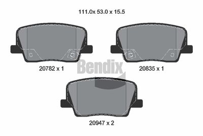 BPD2463 BENDIX Braking Комплект тормозных колодок, дисковый тормоз