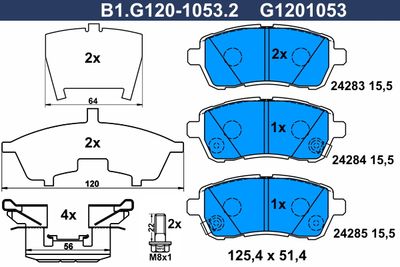 B1G12010532 GALFER Комплект тормозных колодок, дисковый тормоз