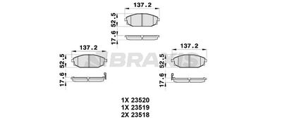 AB0338 BRAXIS Комплект тормозных колодок, дисковый тормоз