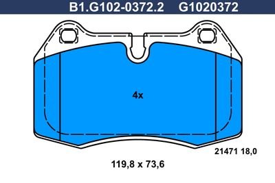 B1G10203722 GALFER Комплект тормозных колодок, дисковый тормоз