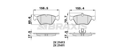 AA0249 BRAXIS Комплект тормозных колодок, дисковый тормоз