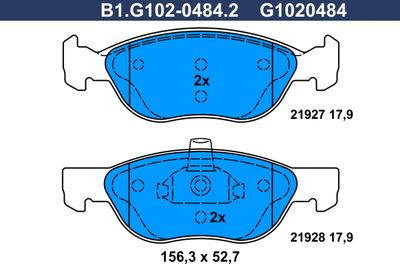 B1G10204842 GALFER Комплект тормозных колодок, дисковый тормоз