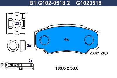 B1G10205182 GALFER Комплект тормозных колодок, дисковый тормоз