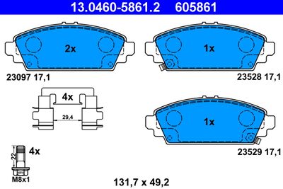 13046058612 ATE Комплект тормозных колодок, дисковый тормоз