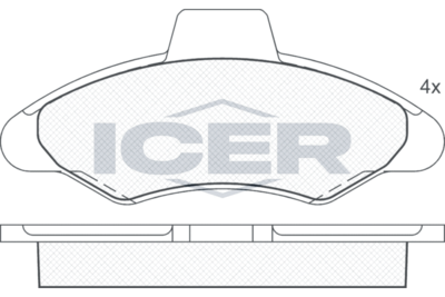 180790 ICER Комплект тормозных колодок, дисковый тормоз