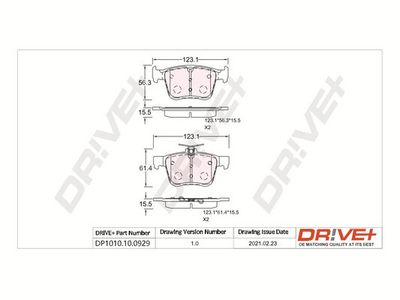 DP1010100929 Dr!ve+ Комплект тормозных колодок, дисковый тормоз