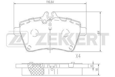 BS2469 ZEKKERT Комплект тормозных колодок, дисковый тормоз