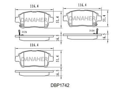 DBP1742 DANAHER Комплект тормозных колодок, дисковый тормоз