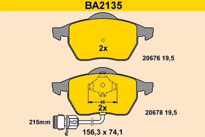 BA2135 BARUM Комплект тормозных колодок, дисковый тормоз