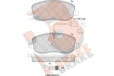 RB1732700 R BRAKE Комплект тормозных колодок, дисковый тормоз