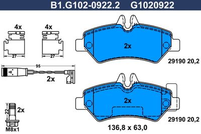 B1G10209222 GALFER Комплект тормозных колодок, дисковый тормоз