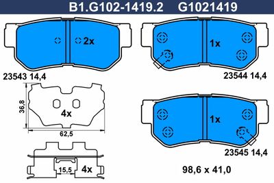 B1G10214192 GALFER Комплект тормозных колодок, дисковый тормоз