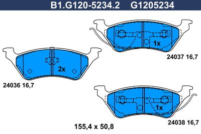 B1G12052342 GALFER Комплект тормозных колодок, дисковый тормоз