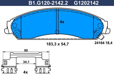 B1G12021422 GALFER Комплект тормозных колодок, дисковый тормоз