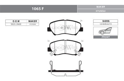 1065F GOODWILL Комплект тормозных колодок, дисковый тормоз