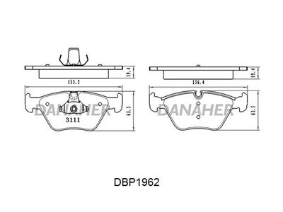 DBP1962 DANAHER Комплект тормозных колодок, дисковый тормоз