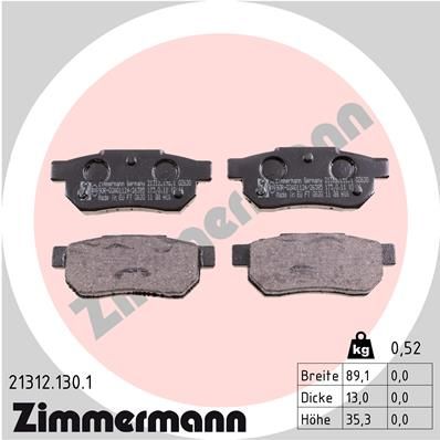 213121301 ZIMMERMANN Комплект тормозных колодок, дисковый тормоз