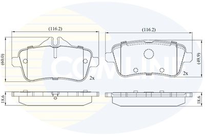 CBP02642 COMLINE Комплект тормозных колодок, дисковый тормоз