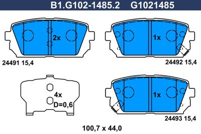 B1G10214852 GALFER Комплект тормозных колодок, дисковый тормоз