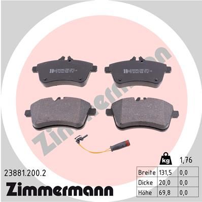 238812002 ZIMMERMANN Комплект тормозных колодок, дисковый тормоз