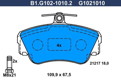 B1G10210102 GALFER Комплект тормозных колодок, дисковый тормоз