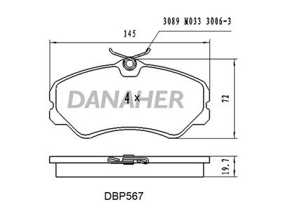 DBP567 DANAHER Комплект тормозных колодок, дисковый тормоз