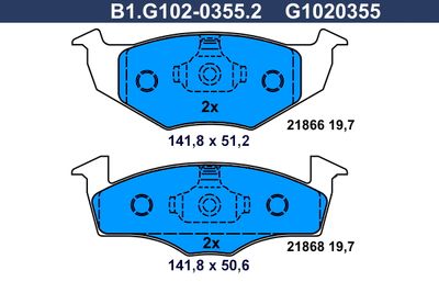 B1G10203552 GALFER Комплект тормозных колодок, дисковый тормоз