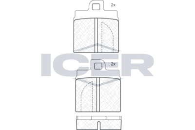 180201 ICER Комплект тормозных колодок, дисковый тормоз