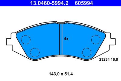 13046059942 ATE Комплект тормозных колодок, дисковый тормоз