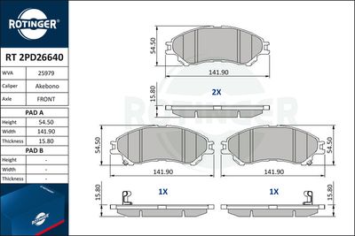 RT2PD26640 ROTINGER Комплект тормозных колодок, дисковый тормоз