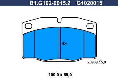 B1G10200152 GALFER Комплект тормозных колодок, дисковый тормоз
