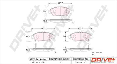 DP1010100105 Dr!ve+ Комплект тормозных колодок, дисковый тормоз