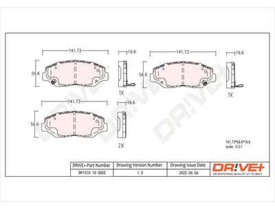 DP1010100052 Dr!ve+ Комплект тормозных колодок, дисковый тормоз