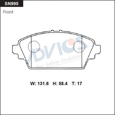 SN995 ADVICS Комплект тормозных колодок, дисковый тормоз