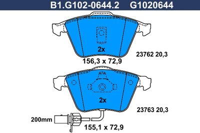 B1G10206442 GALFER Комплект тормозных колодок, дисковый тормоз